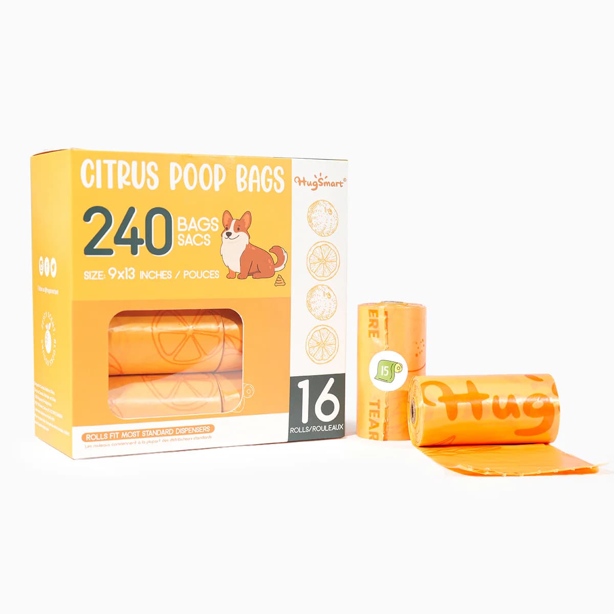 Hugsmart - Citrus Poop Bags (16 Rolls)
